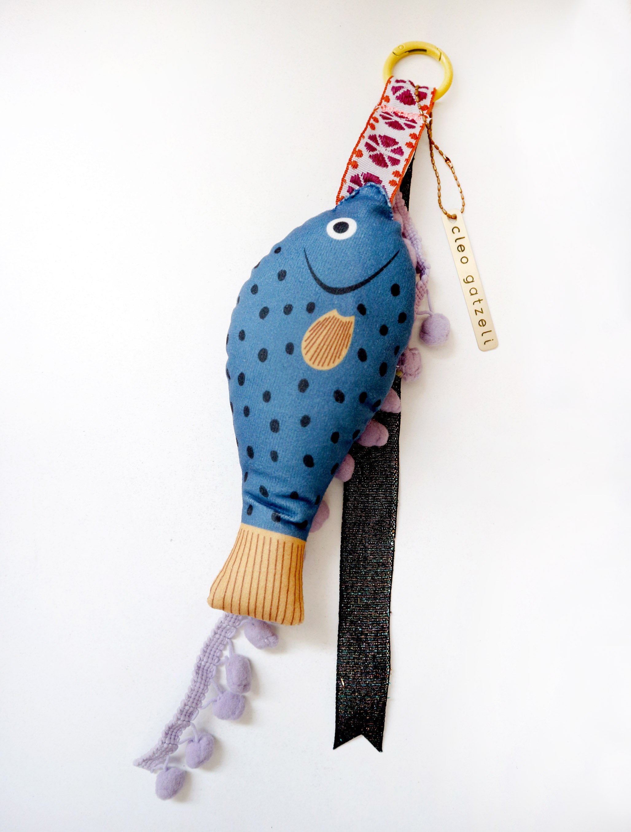 DOT FISH - fish charm - blue