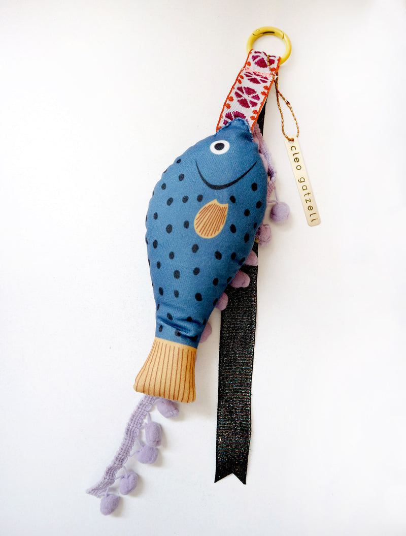 DOT FISH - fish charm - blue
