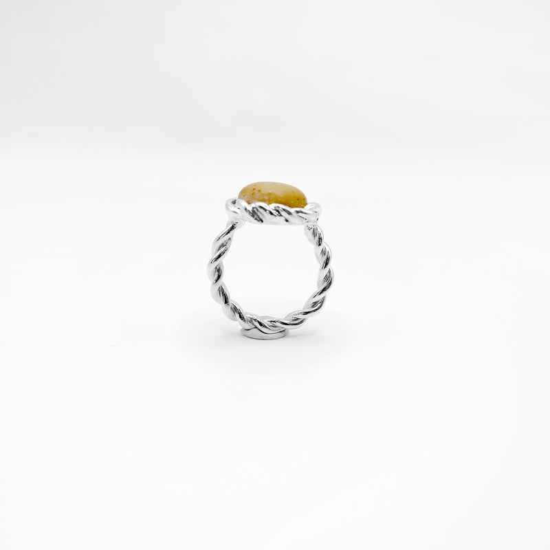 TWIST RING WITH PEBBLE ring - sterling silver - * unique and one of a kind *