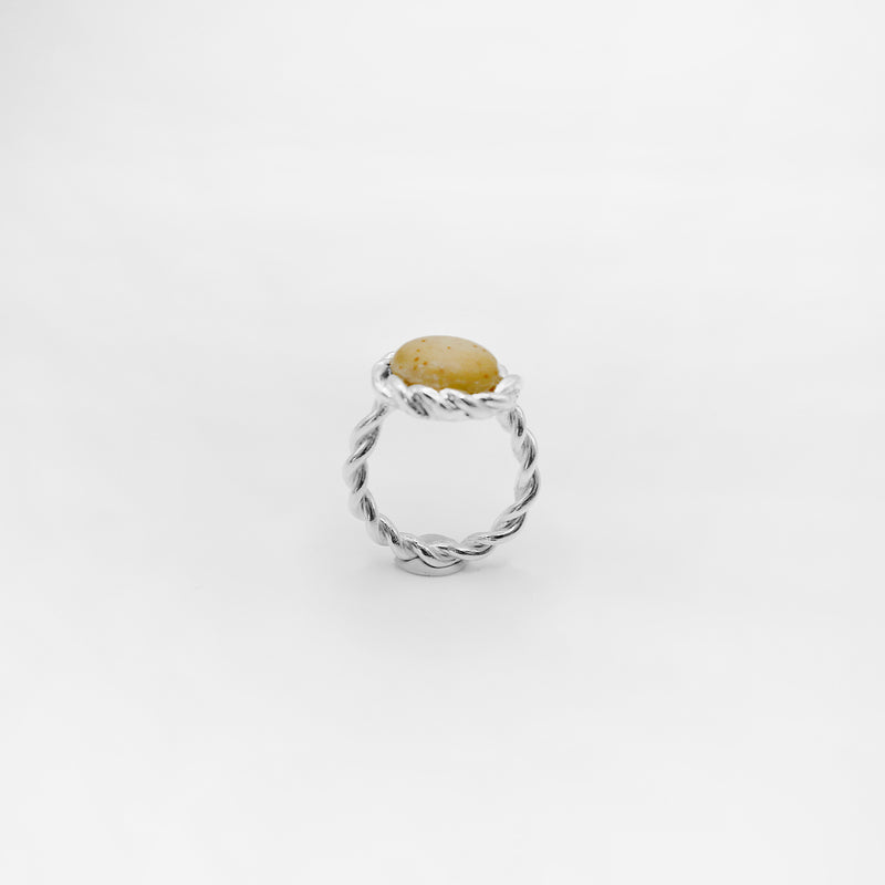 TWIST RING WITH PEBBLE ring - sterling silver - * unique and one of a kind *