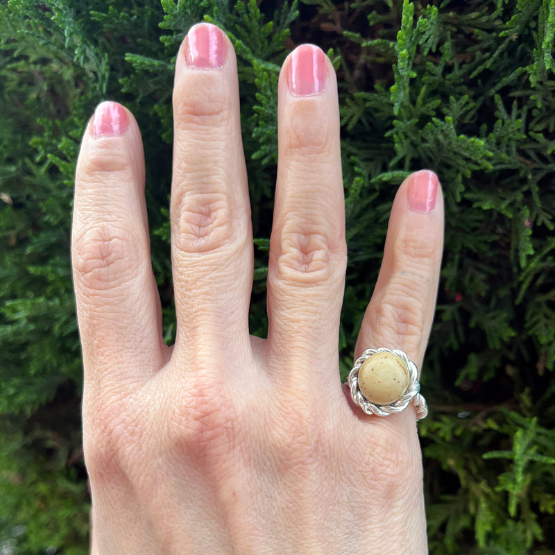 TWIST RING WITH PEBBLE ring - sterling silver - * unique and one of a kind *