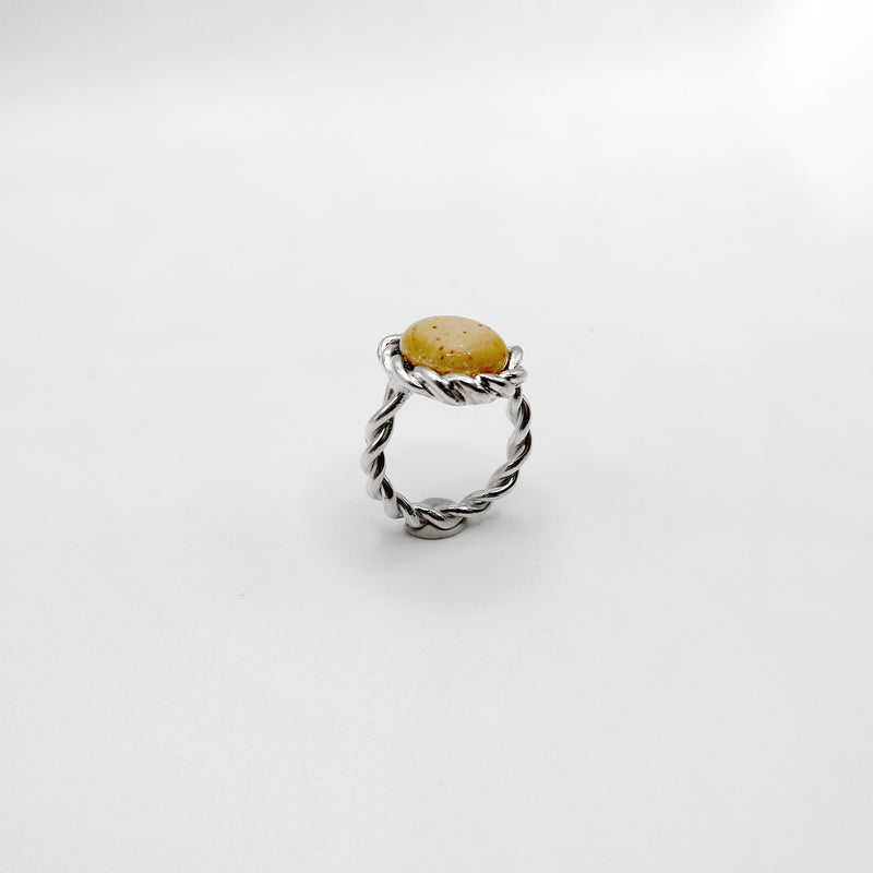 TWIST RING WITH PEBBLE ring - sterling silver - * unique and one of a kind *
