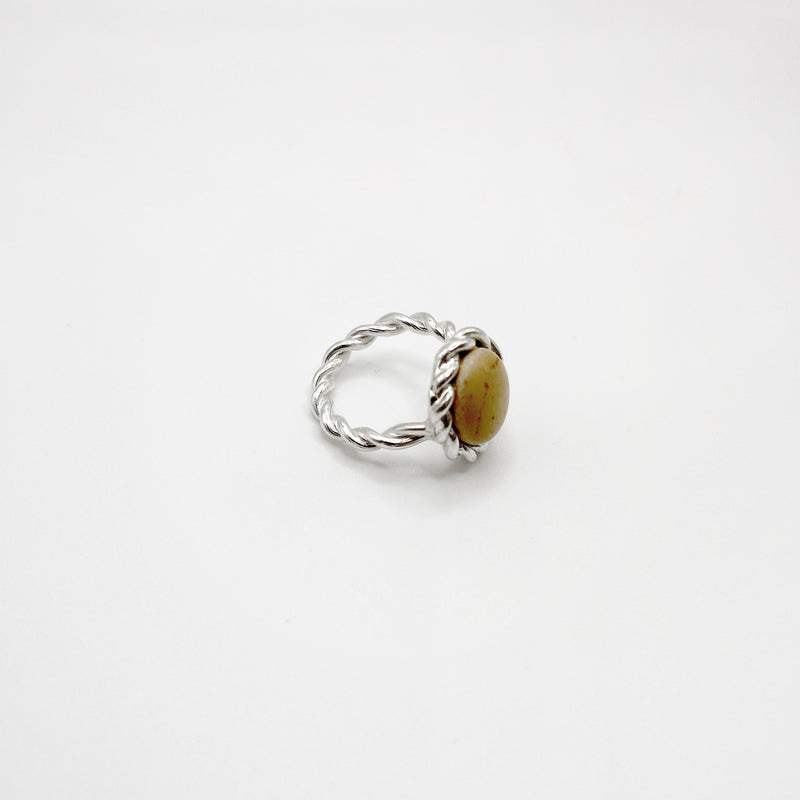TWIST RING WITH PEBBLE ring - sterling silver - * unique and one of a kind *