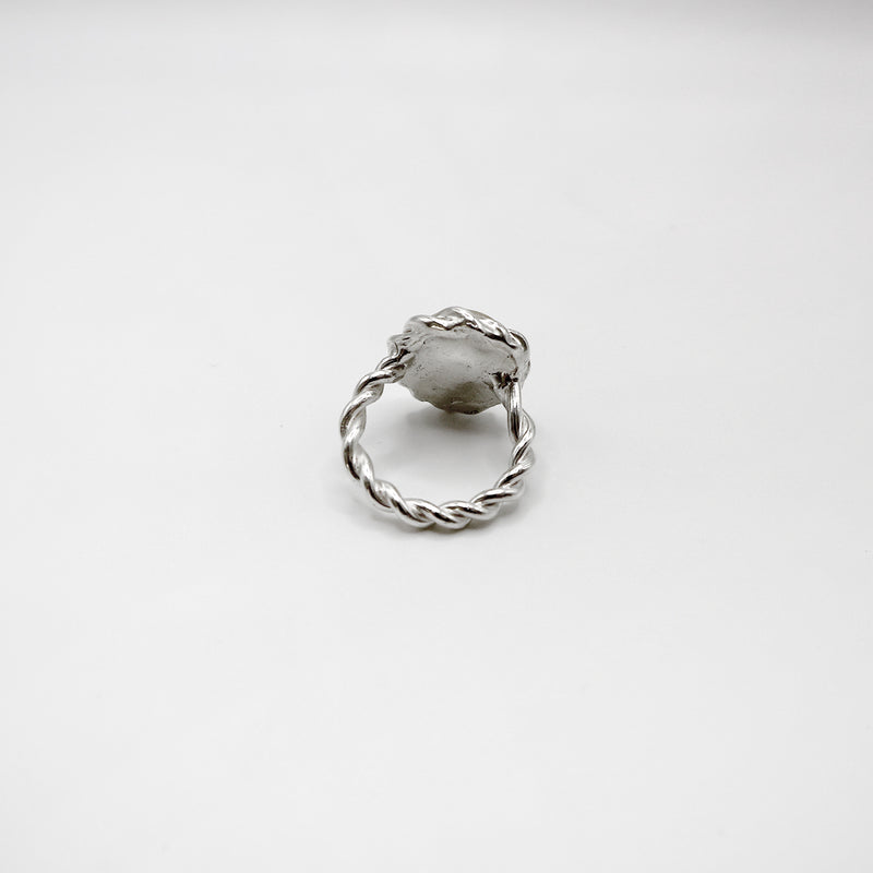 TWIST RING WITH PEBBLE ring - sterling silver - * unique and one of a kind *