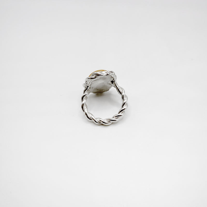 TWIST RING WITH PEBBLE ring - sterling silver - * unique and one of a kind *