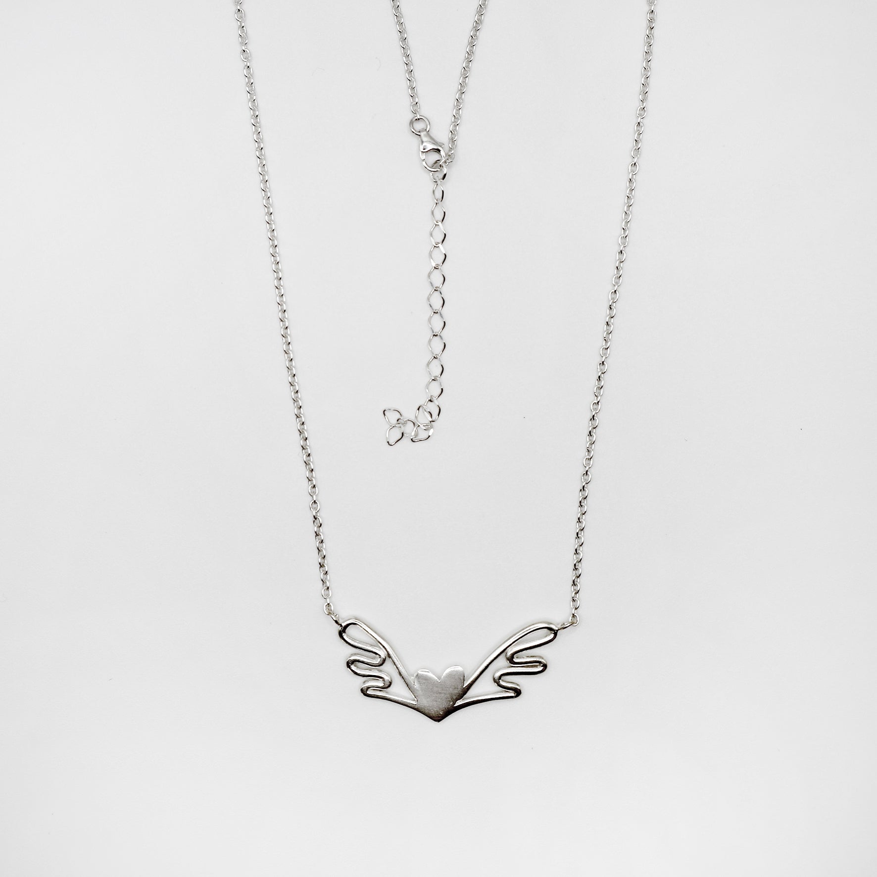 WINGS HEART necklace - sterling silver - * unique and one of a kind *