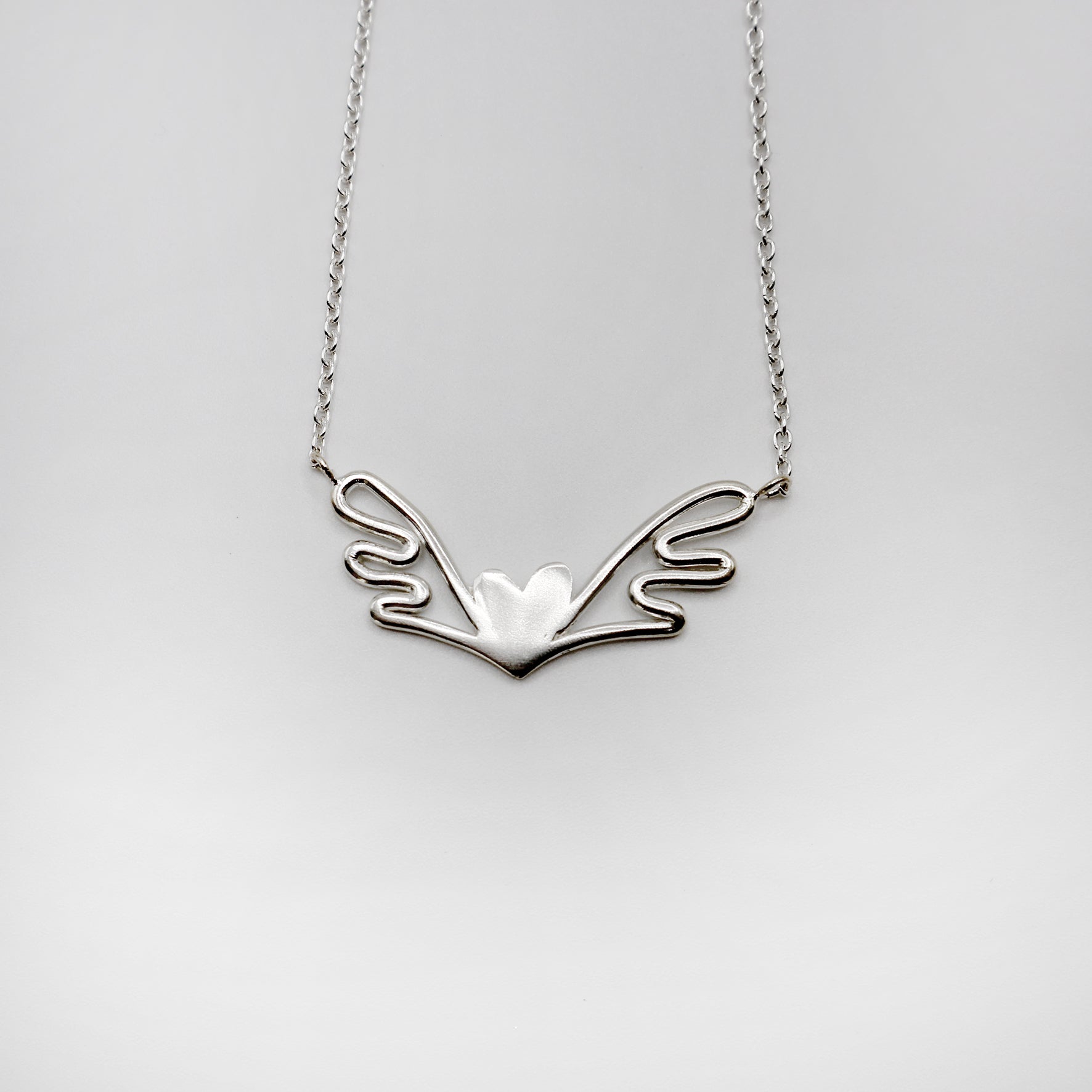 WINGS HEART necklace - sterling silver - * unique and one of a kind *
