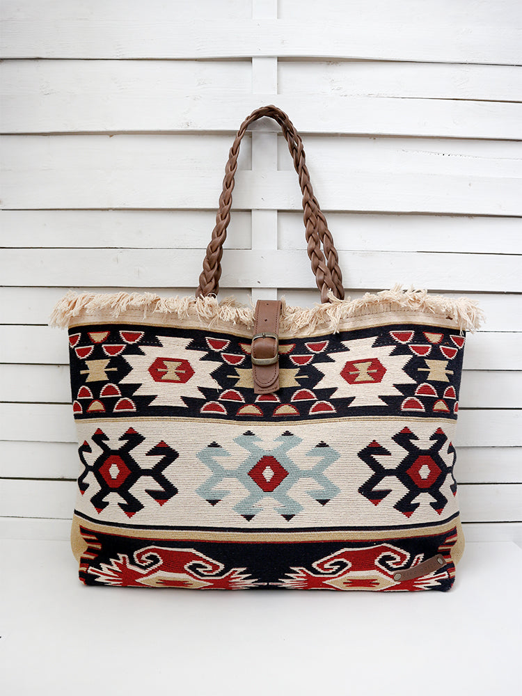 CARAVAN - WEAVE CELLS shoulder bag -ecru