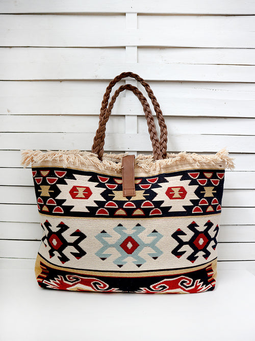 CARAVAN - WEAVE CELLS shoulder bag -ecru