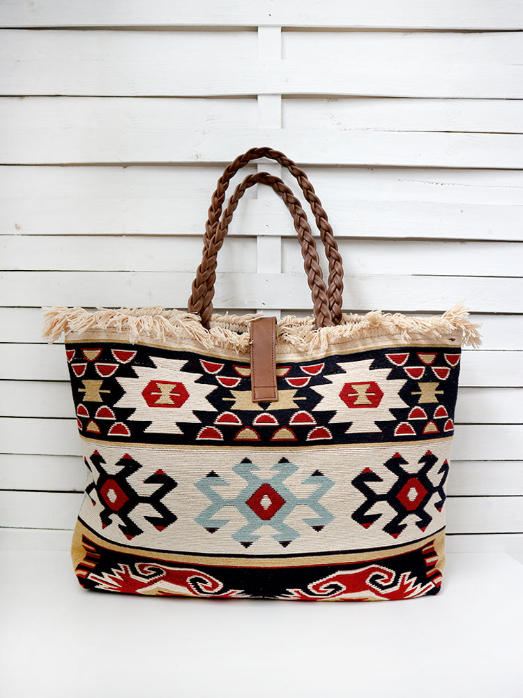 CARAVAN - WEAVE CELLS shoulder bag -ecru