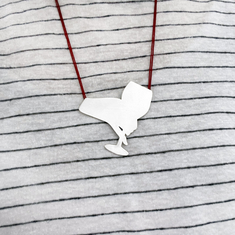WINE IS FINE necklace - sterling silver