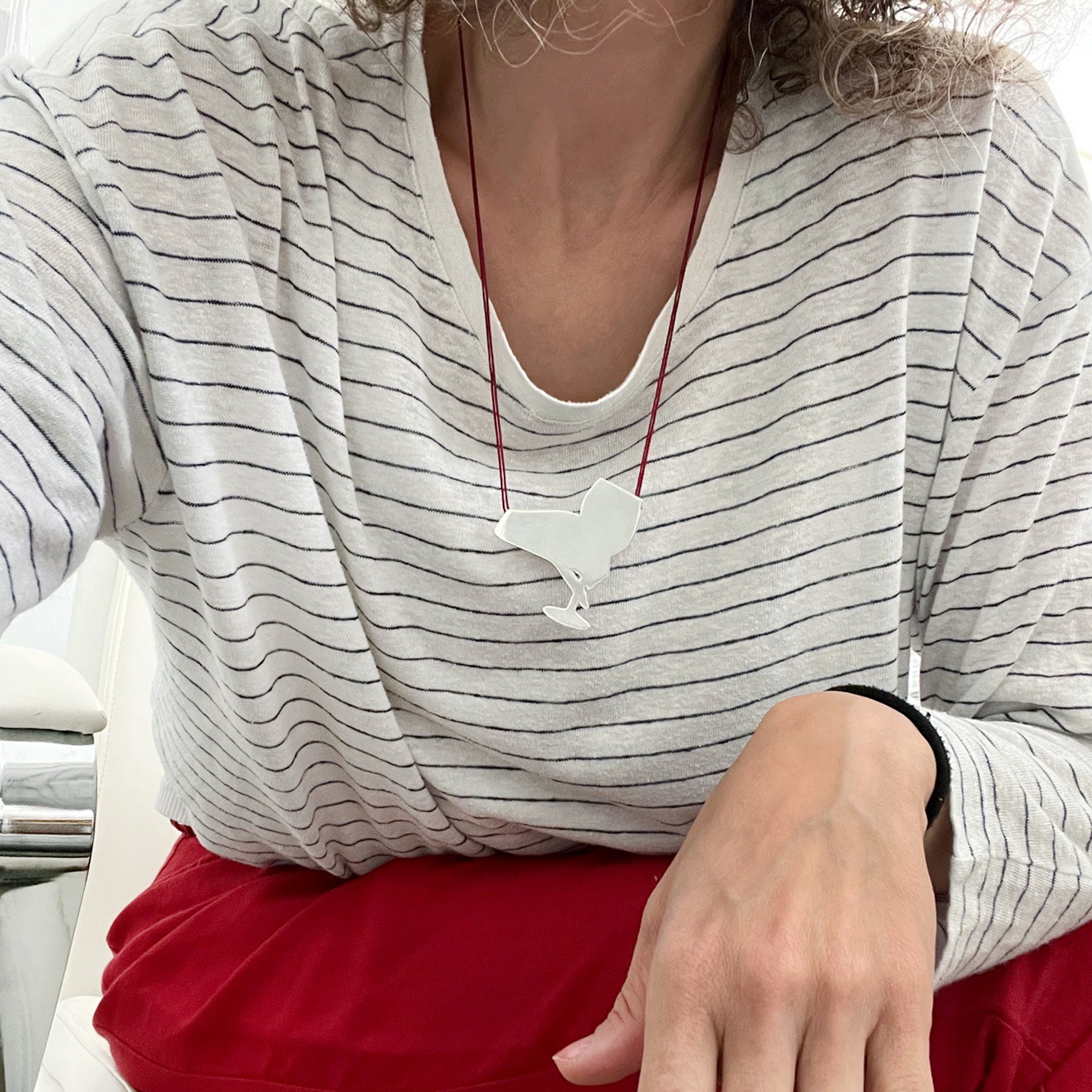 WINE IS FINE necklace - sterling silver