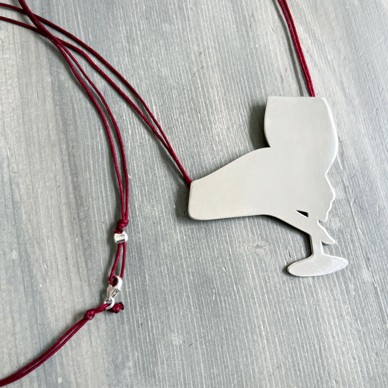 WINE IS FINE necklace - sterling silver