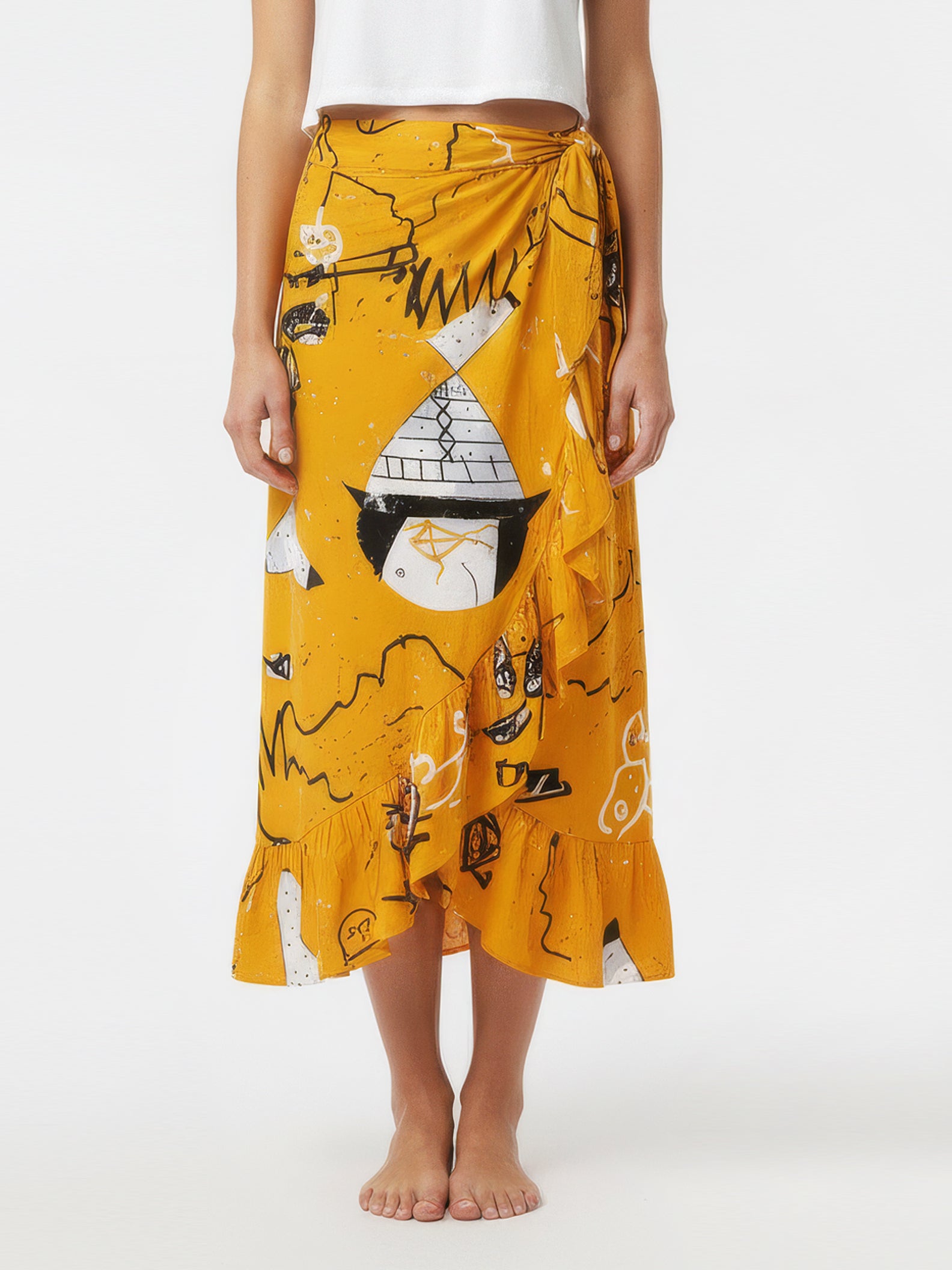 BATTLE DROID wrap skirt with frill hem