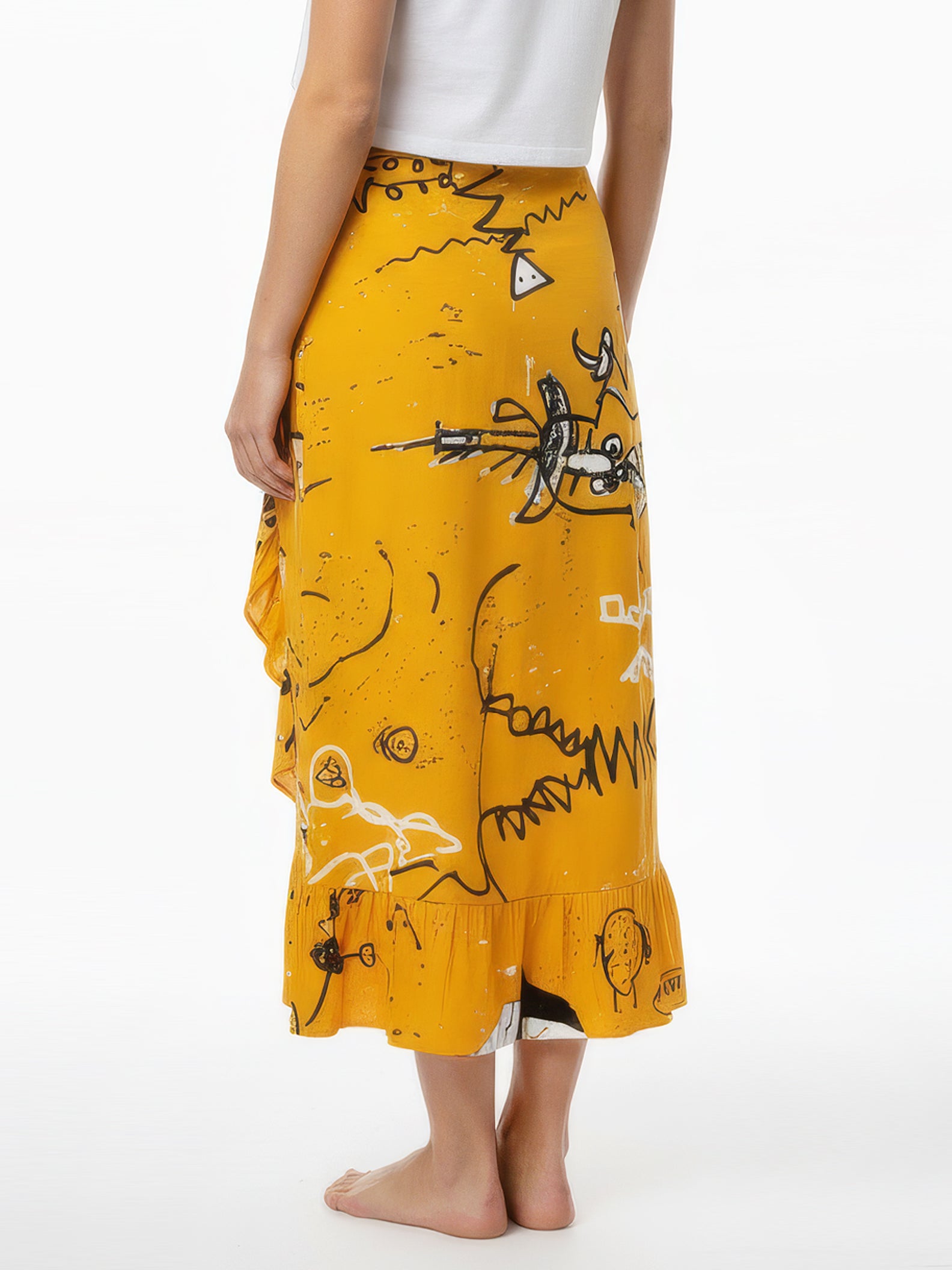 BATTLE DROID wrap skirt with frill hem