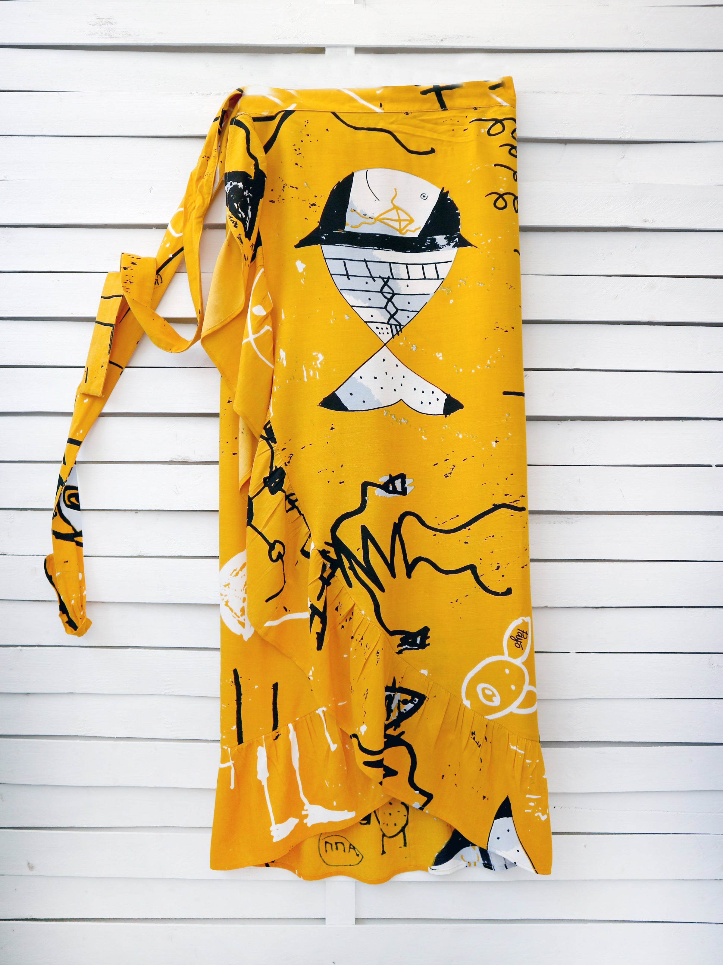 BATTLE DROID wrap skirt with frill hem