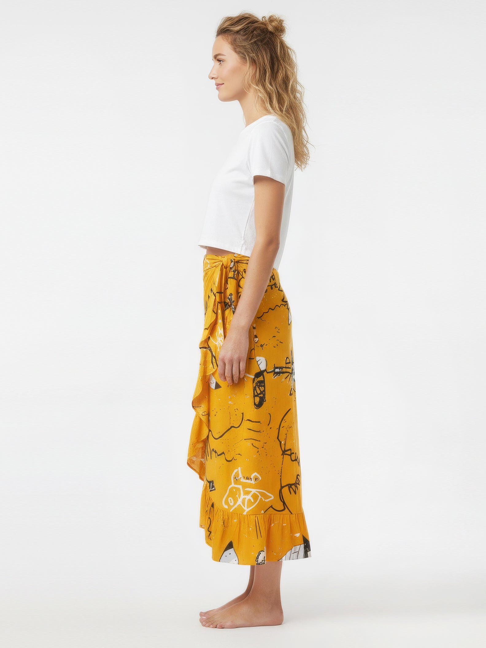 BATTLE DROID wrap skirt with frill hem