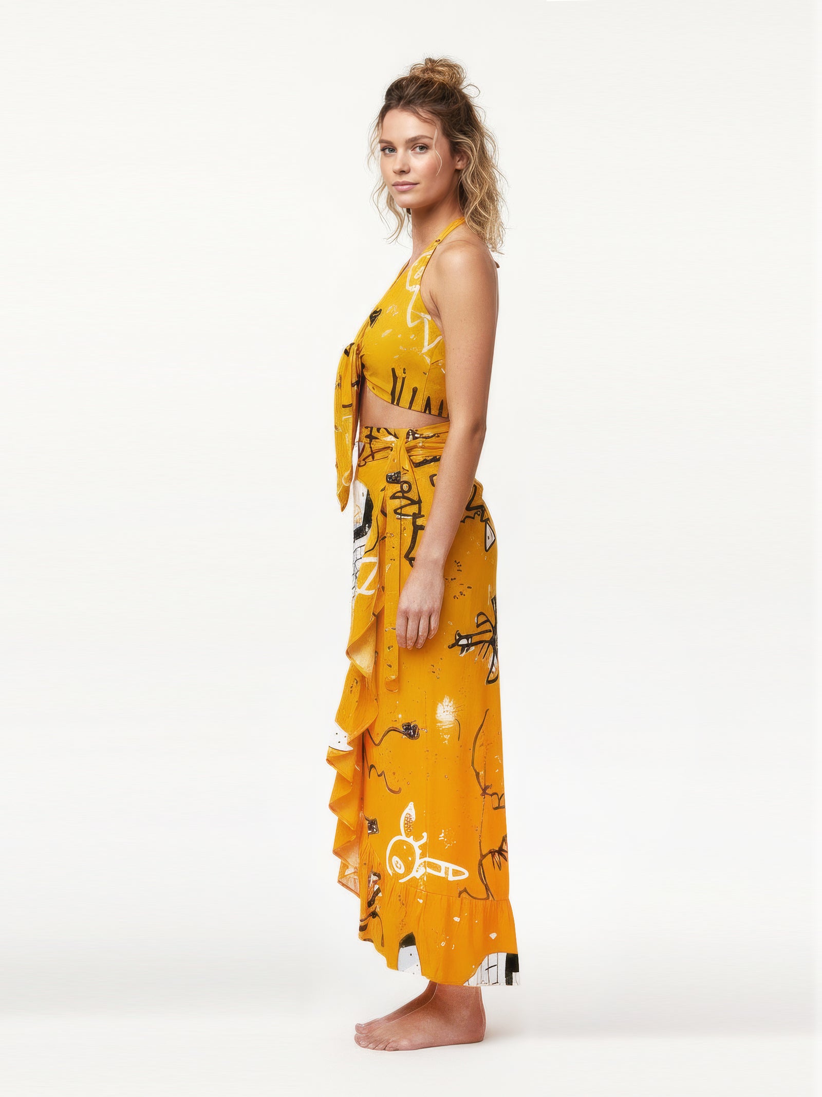 BATTLE DROID wrap skirt with frill hem