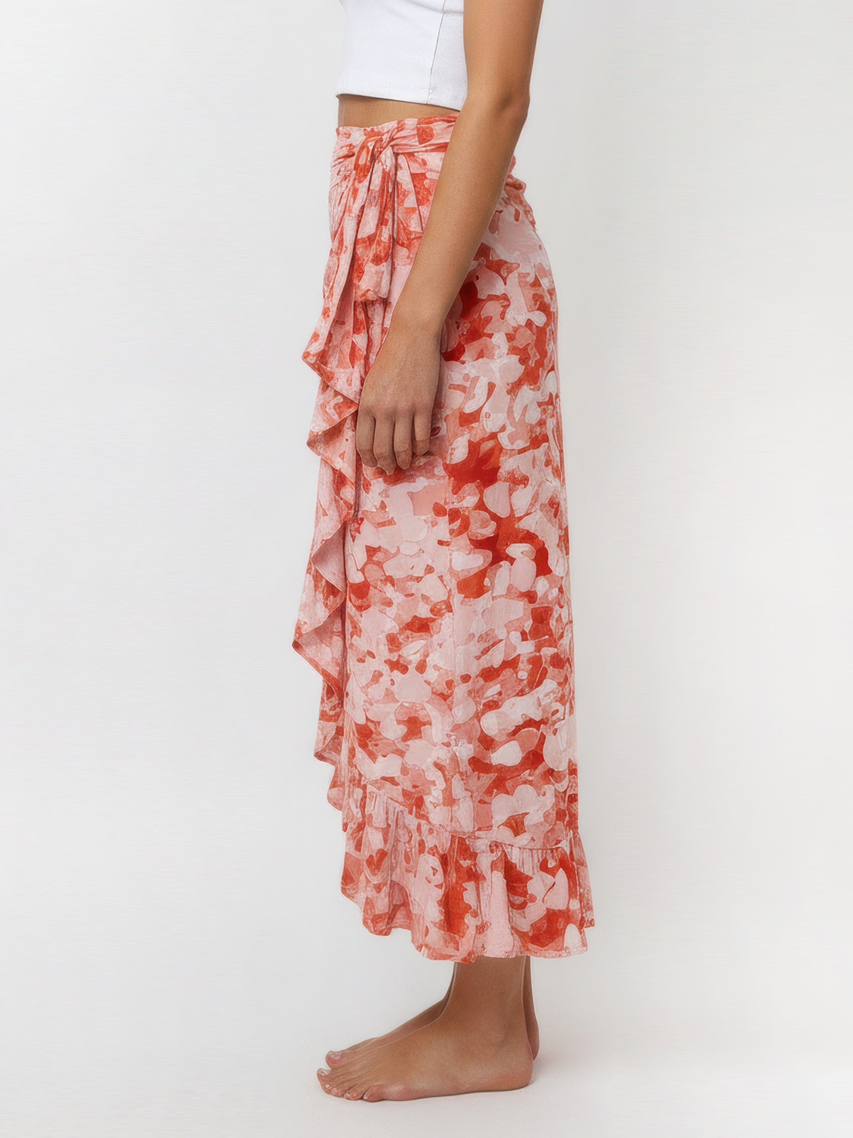 SALT BLOOM wrap skirt with frill hem