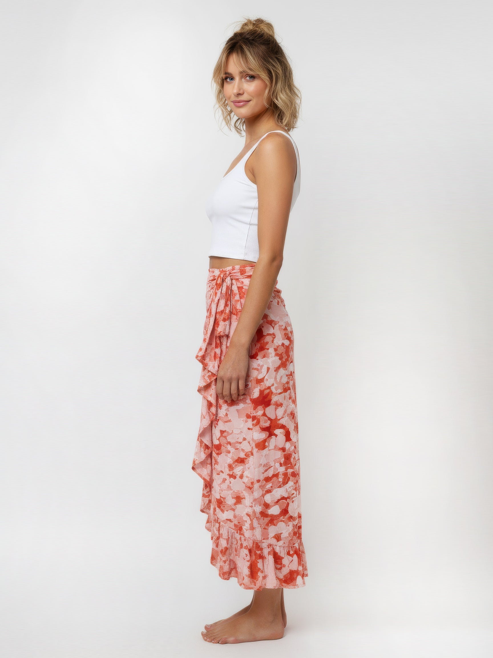 SALT BLOOM wrap skirt with frill hem