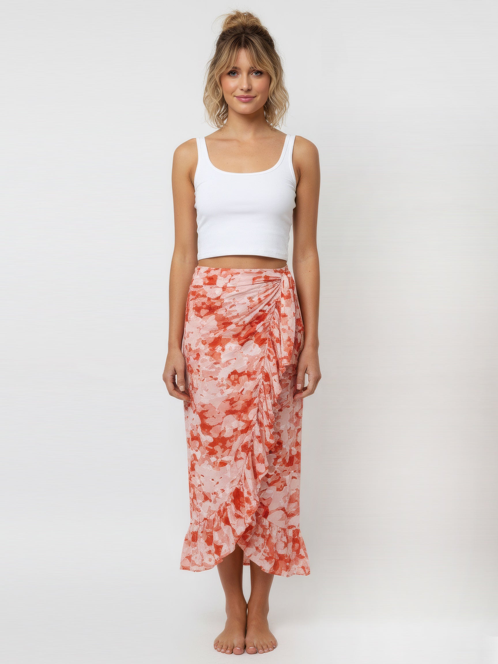 SALT BLOOM wrap skirt with frill hem