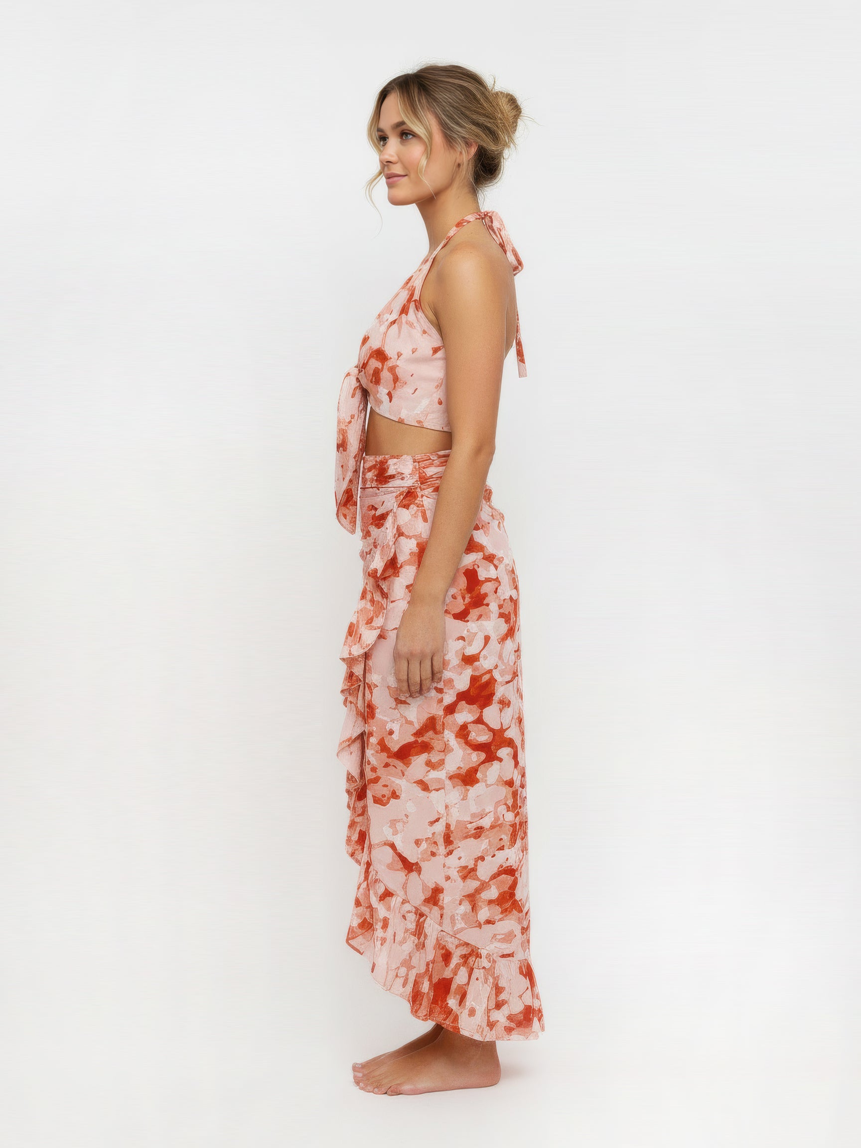 SALT BLOOM wrap skirt with frill hem