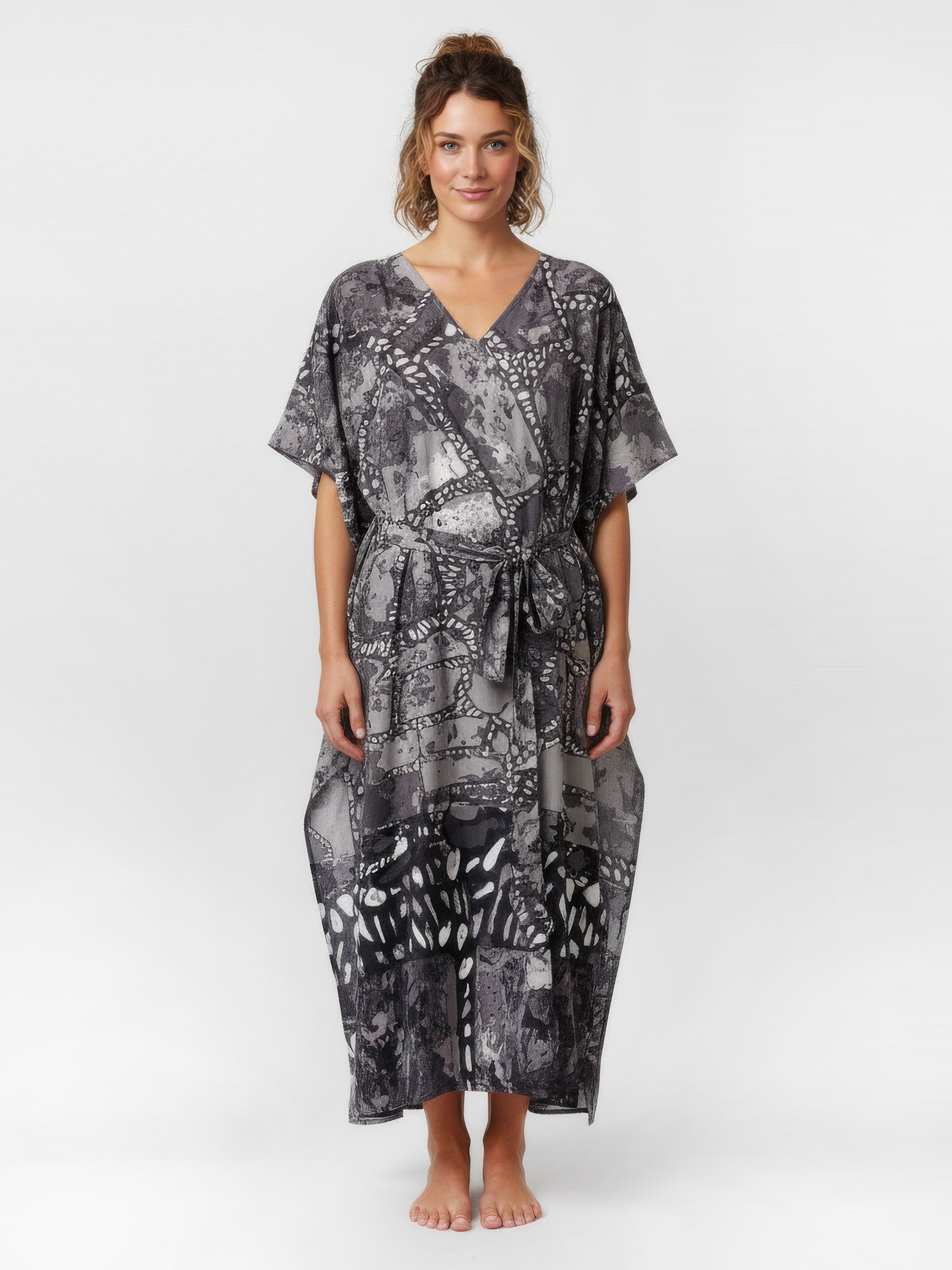 TELENDOS belted caftan dress