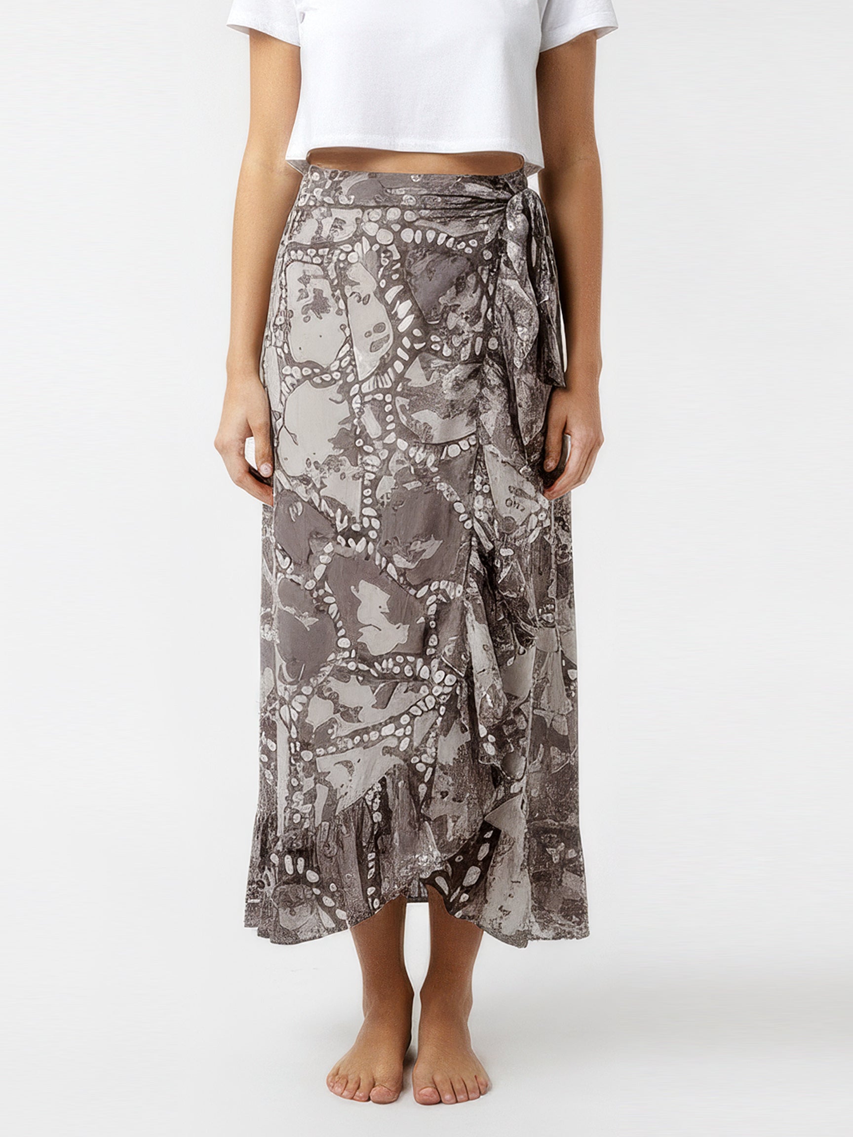 TELENDOS wrap skirt with frill hem