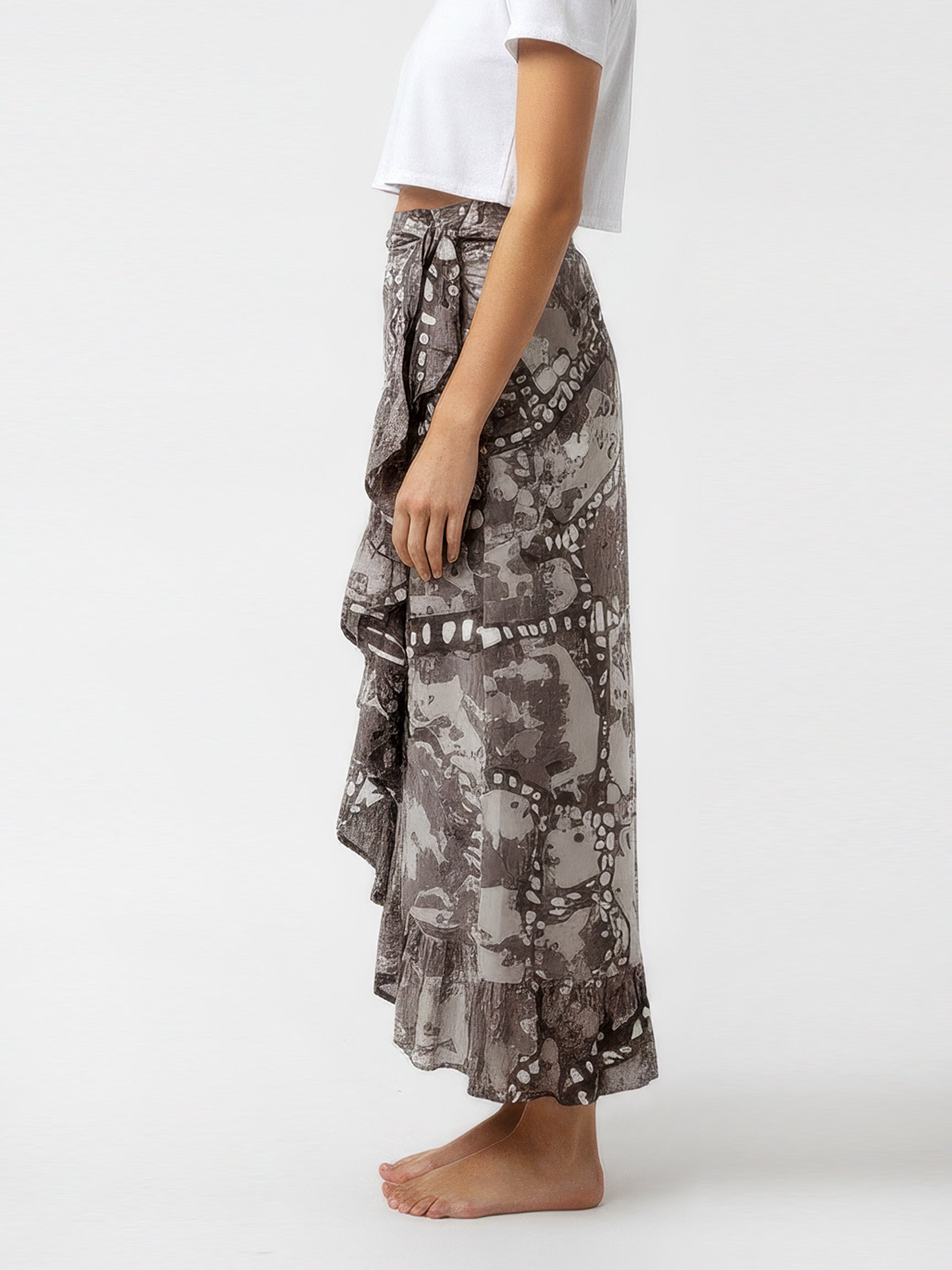 TELENDOS wrap skirt with frill hem