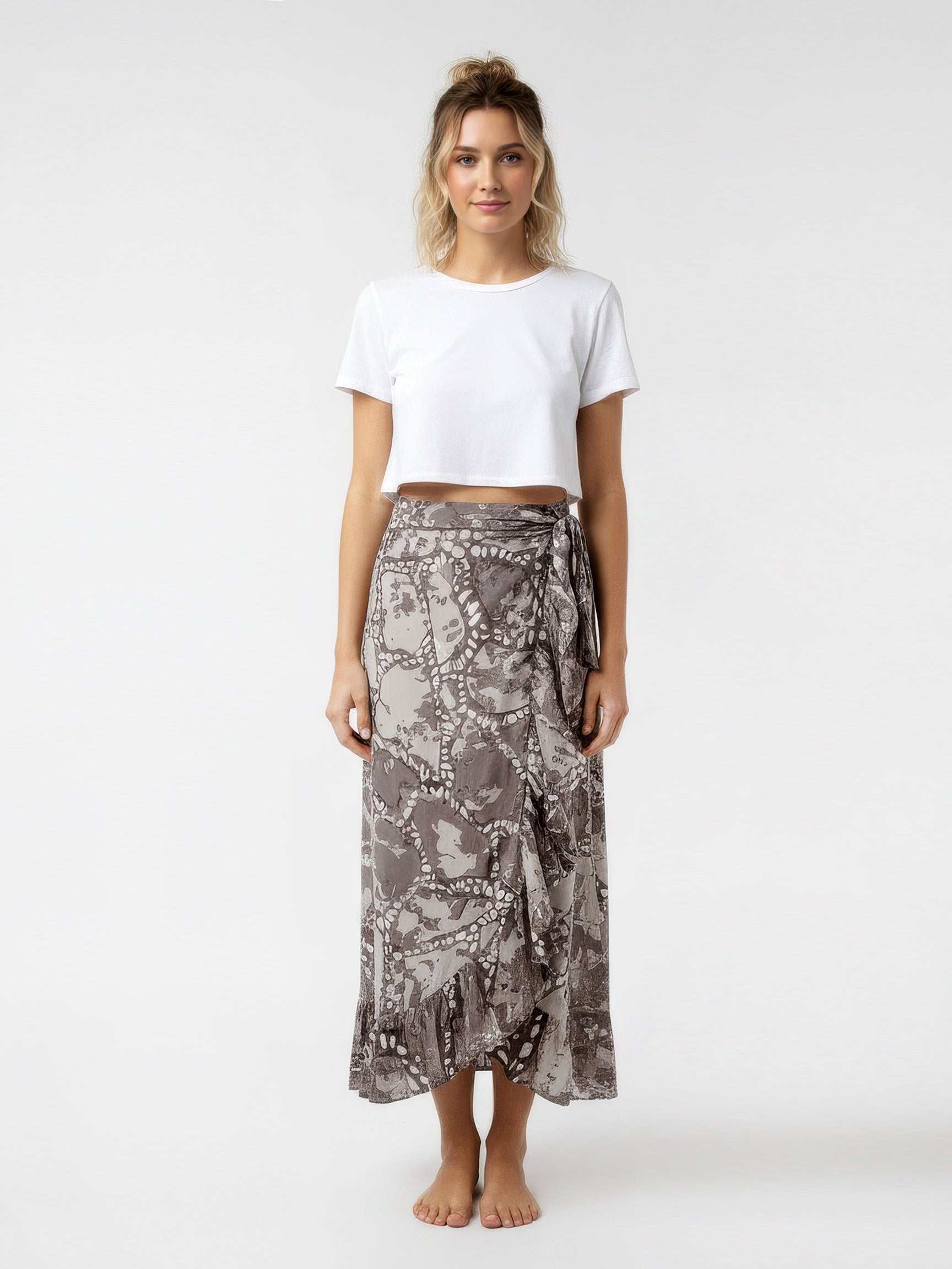 TELENDOS wrap skirt with frill hem