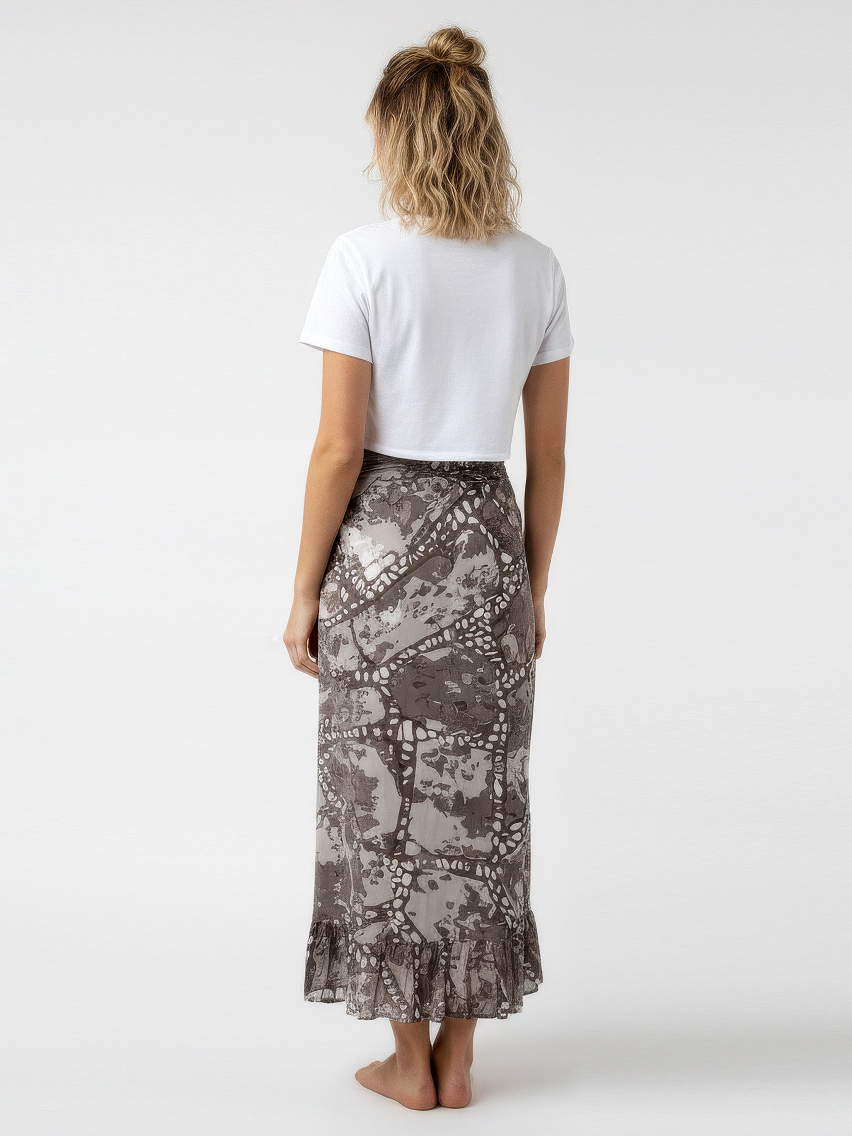TELENDOS wrap skirt with frill hem