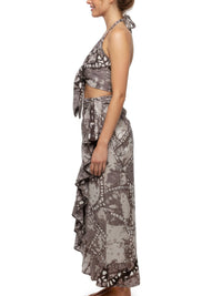 TELENDOS wrap skirt with frill hem