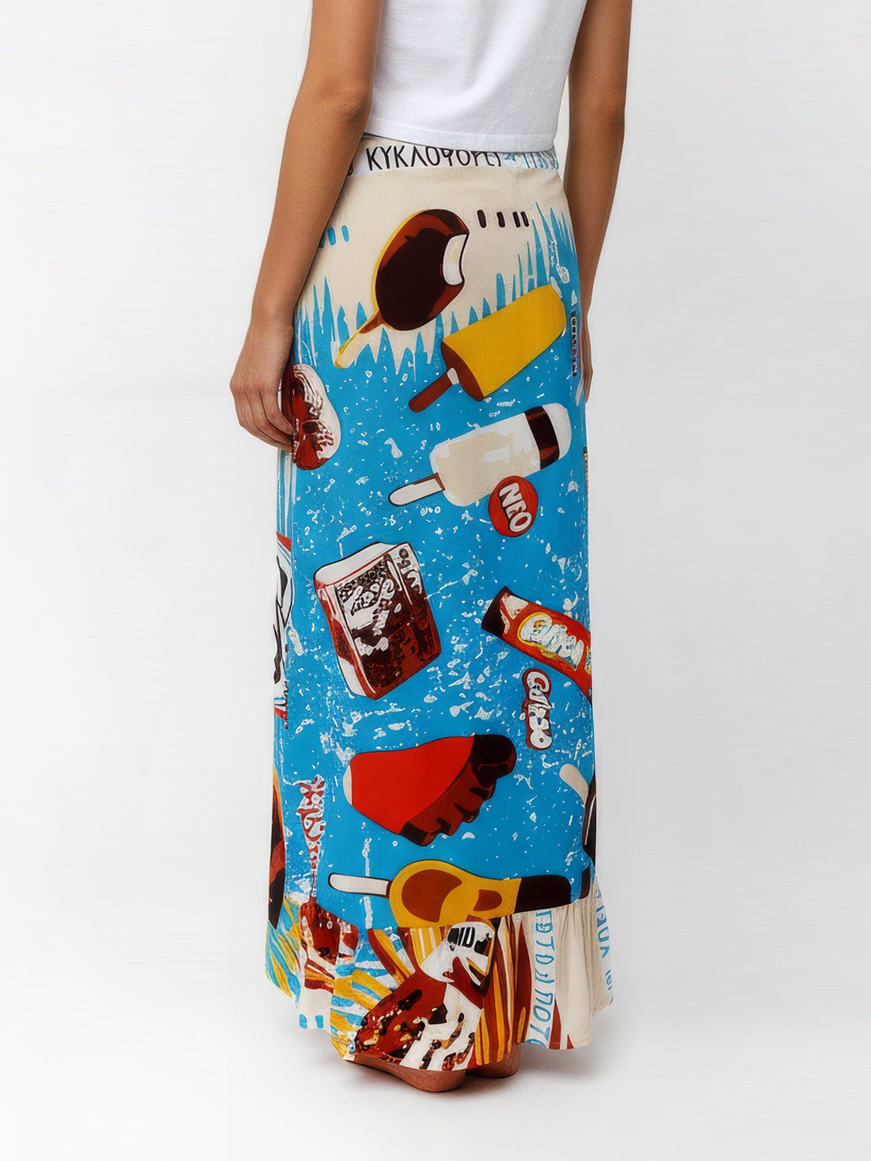 GELATO wrap skirt with frill hem