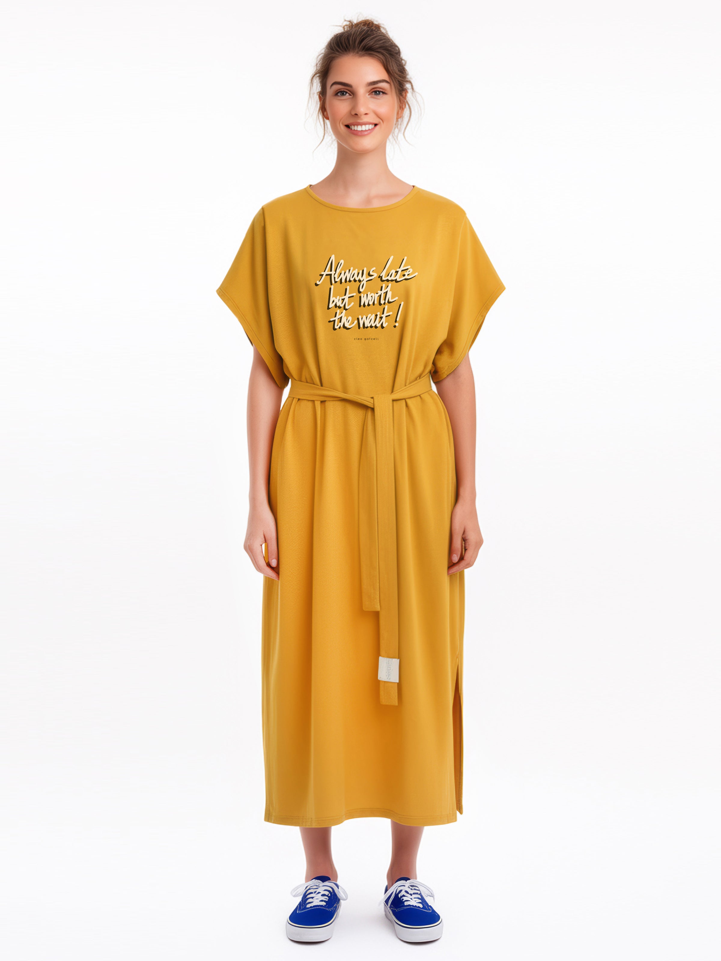 ALWAYS LATE loose belted dress