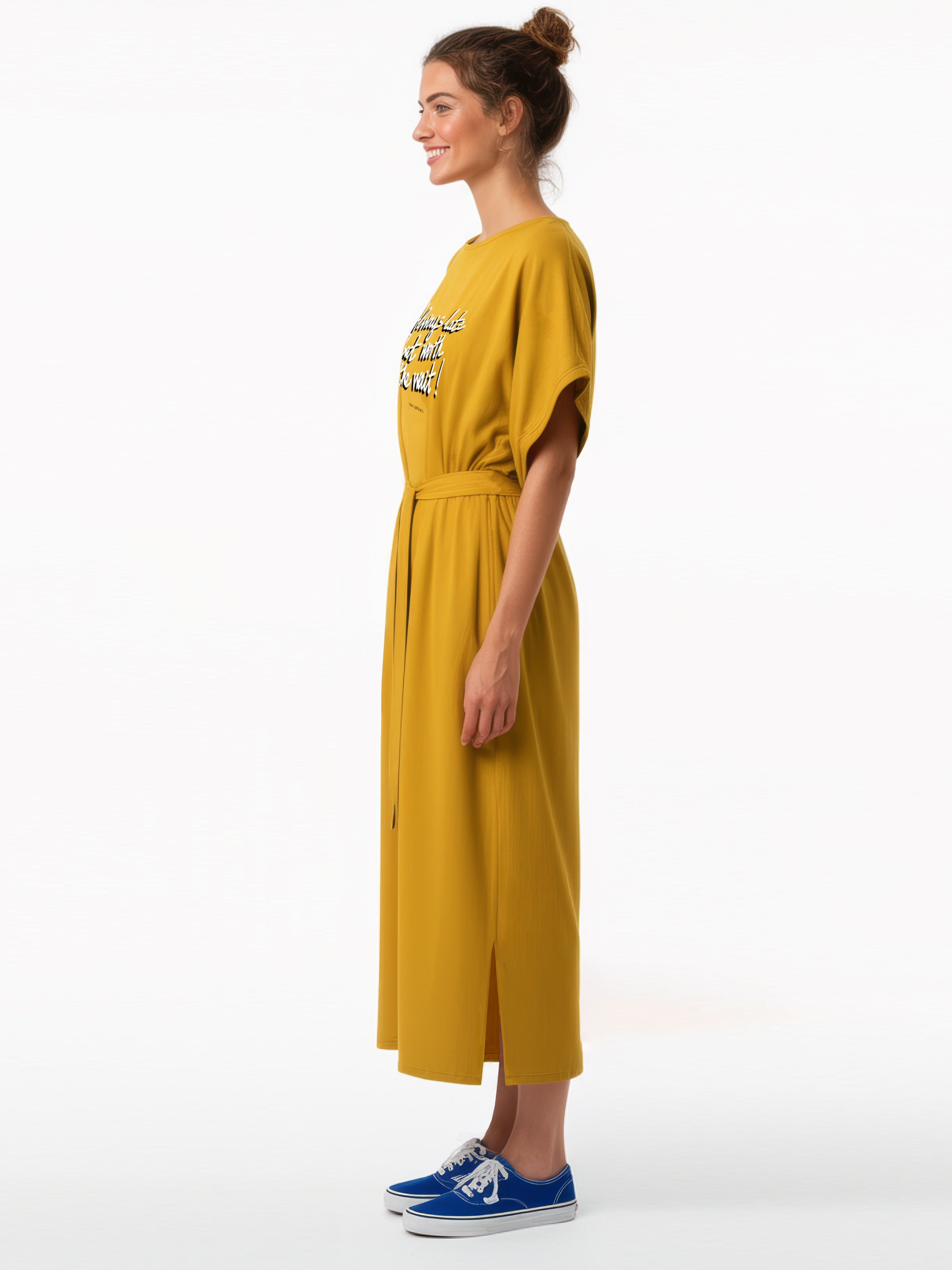 ALWAYS LATE loose belted dress