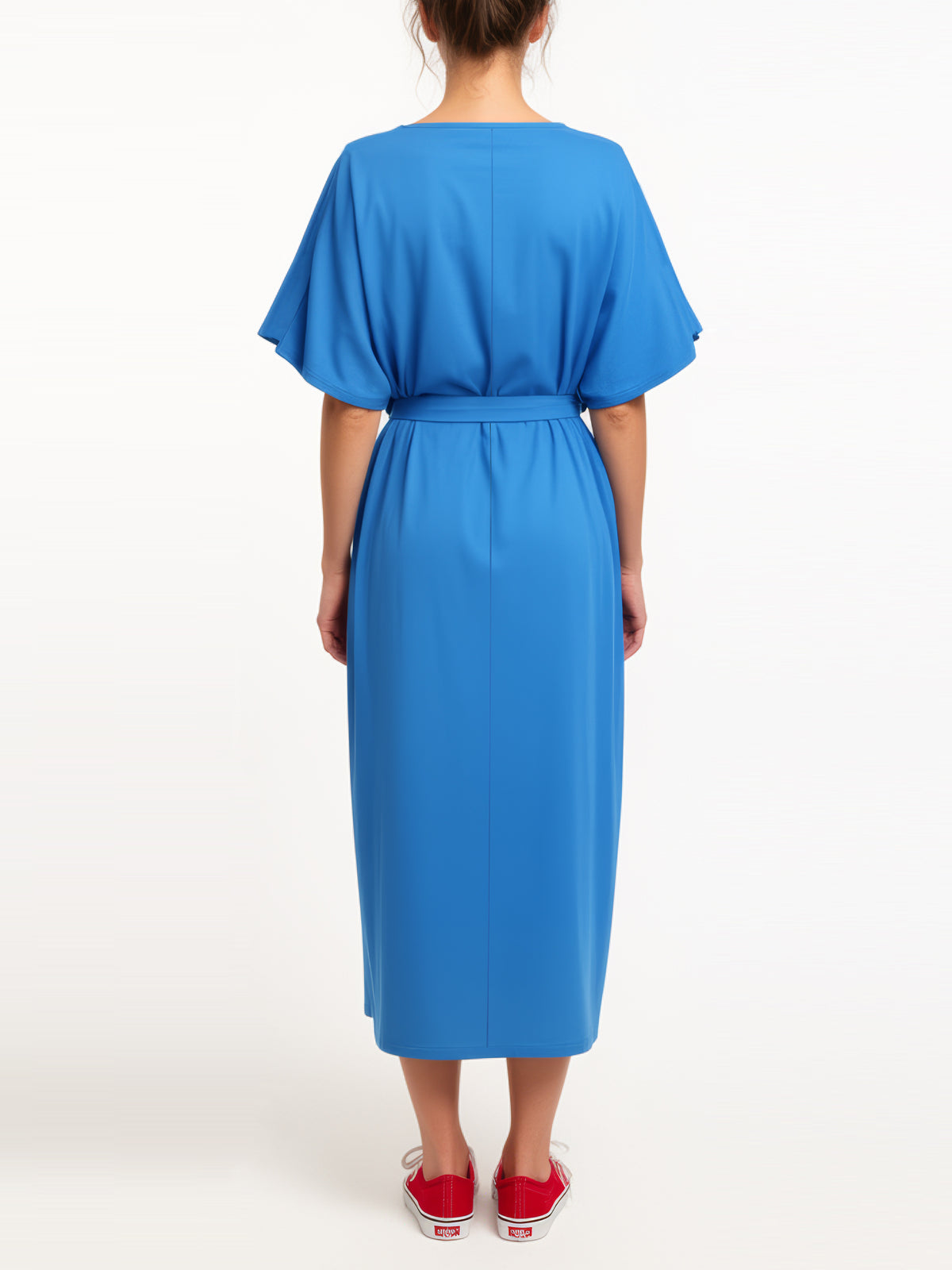 Plunge Wrap Over V Neck Tie Open Back Maxi Dress With Skirt Opening cleogatzeli Plunge Wrap Over V Neck Tie Open Back Maxi Dress With Skirt Opening cleogatzeli