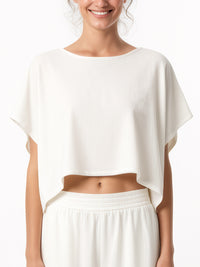 SERIAL CHILLER loose crop top- off white