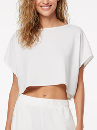 SERIAL CHILLER loose crop top- off white