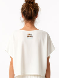 SERIAL CHILLER loose crop top- off white