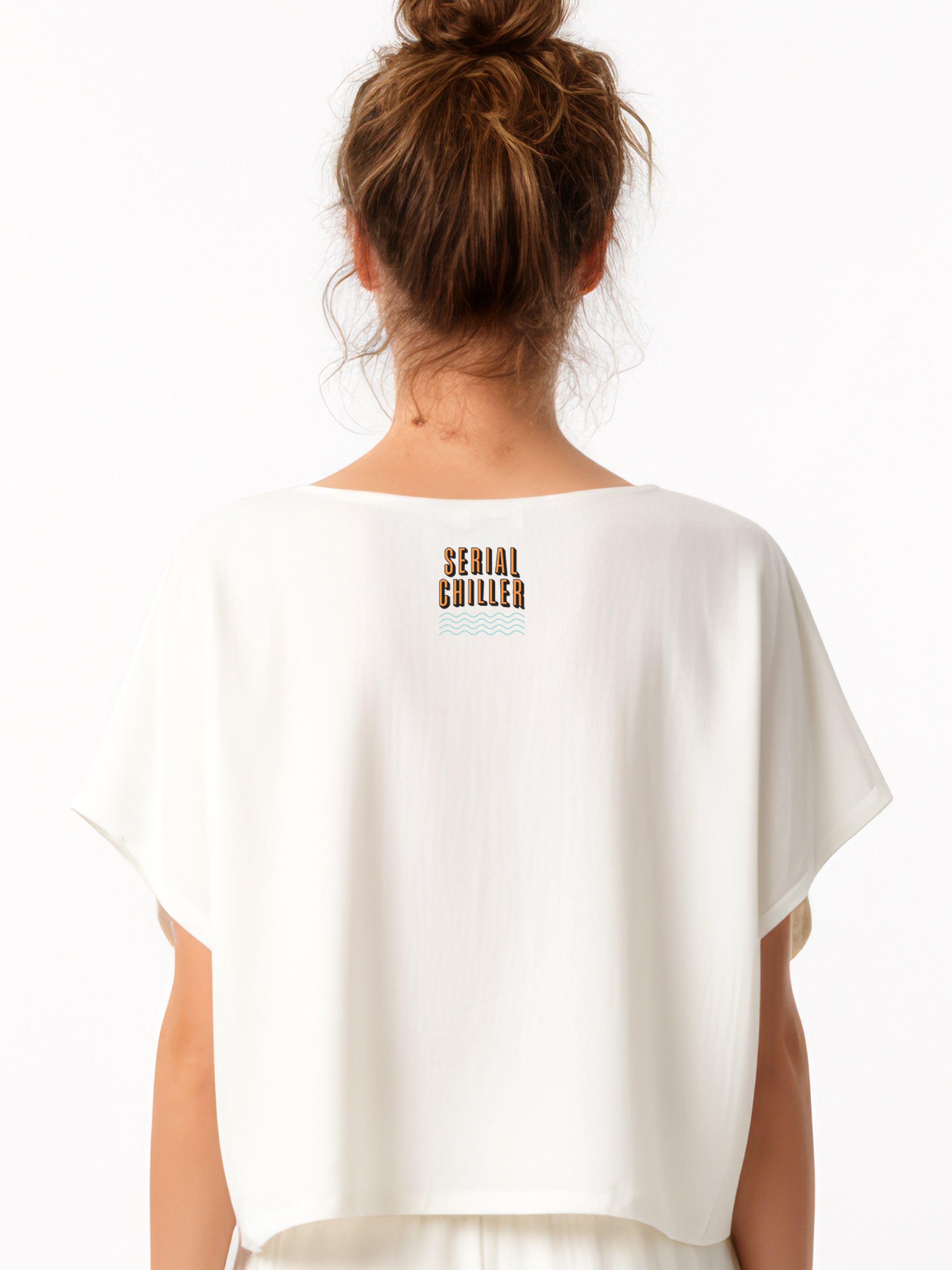 SERIAL CHILLER loose crop top- off white
