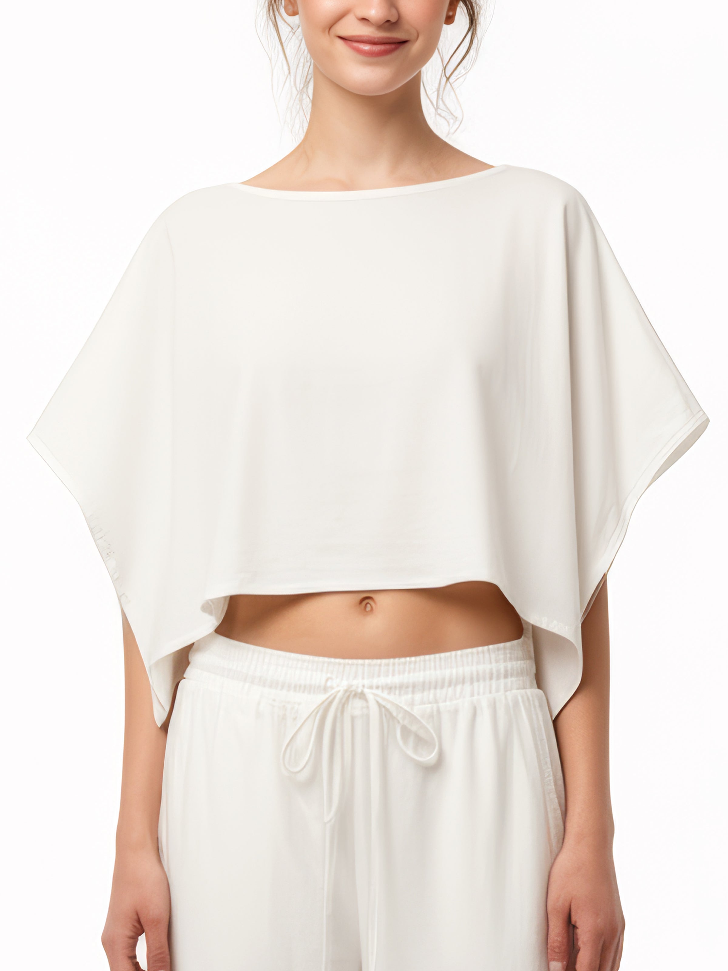 SERIAL CHILLER loose crop top- off white