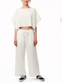 SERIAL CHILLER loose crop top- off white