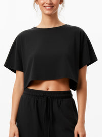 SERIAL CHILLER loose crop top- black