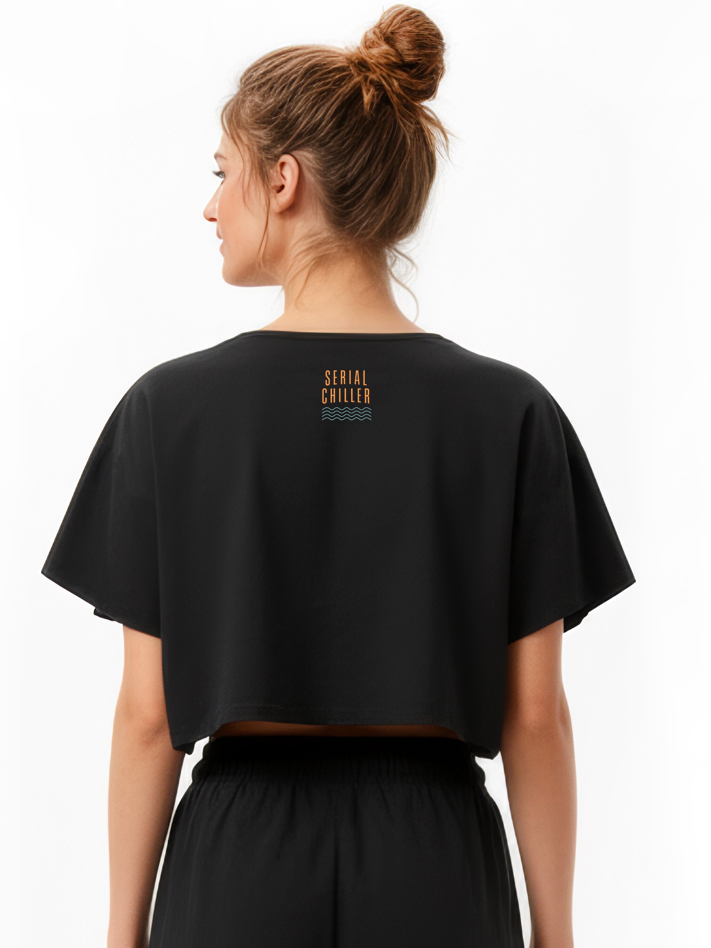 SERIAL CHILLER loose crop top- black