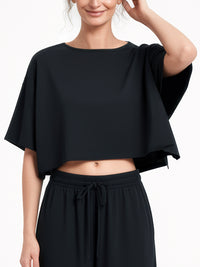 SERIAL CHILLER loose crop top- black