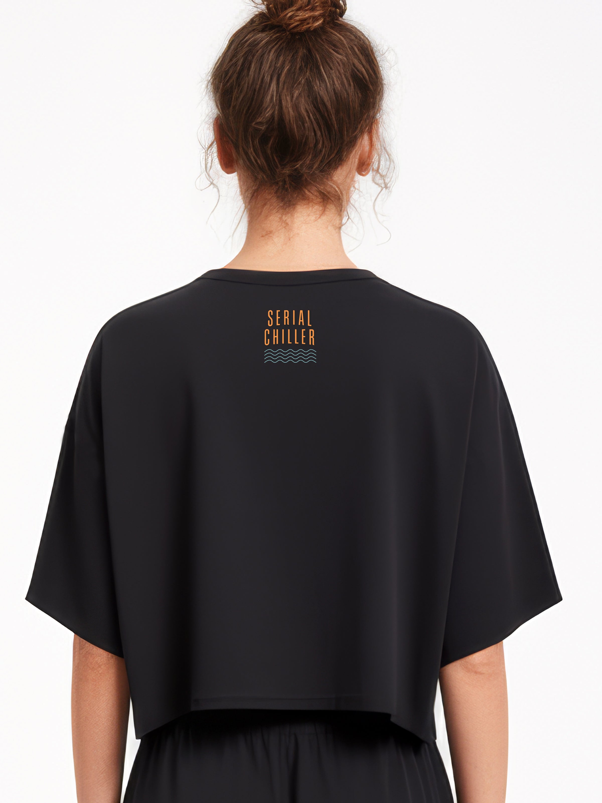 SERIAL CHILLER loose crop top- black