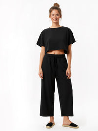 SERIAL CHILLER loose leg pants- black