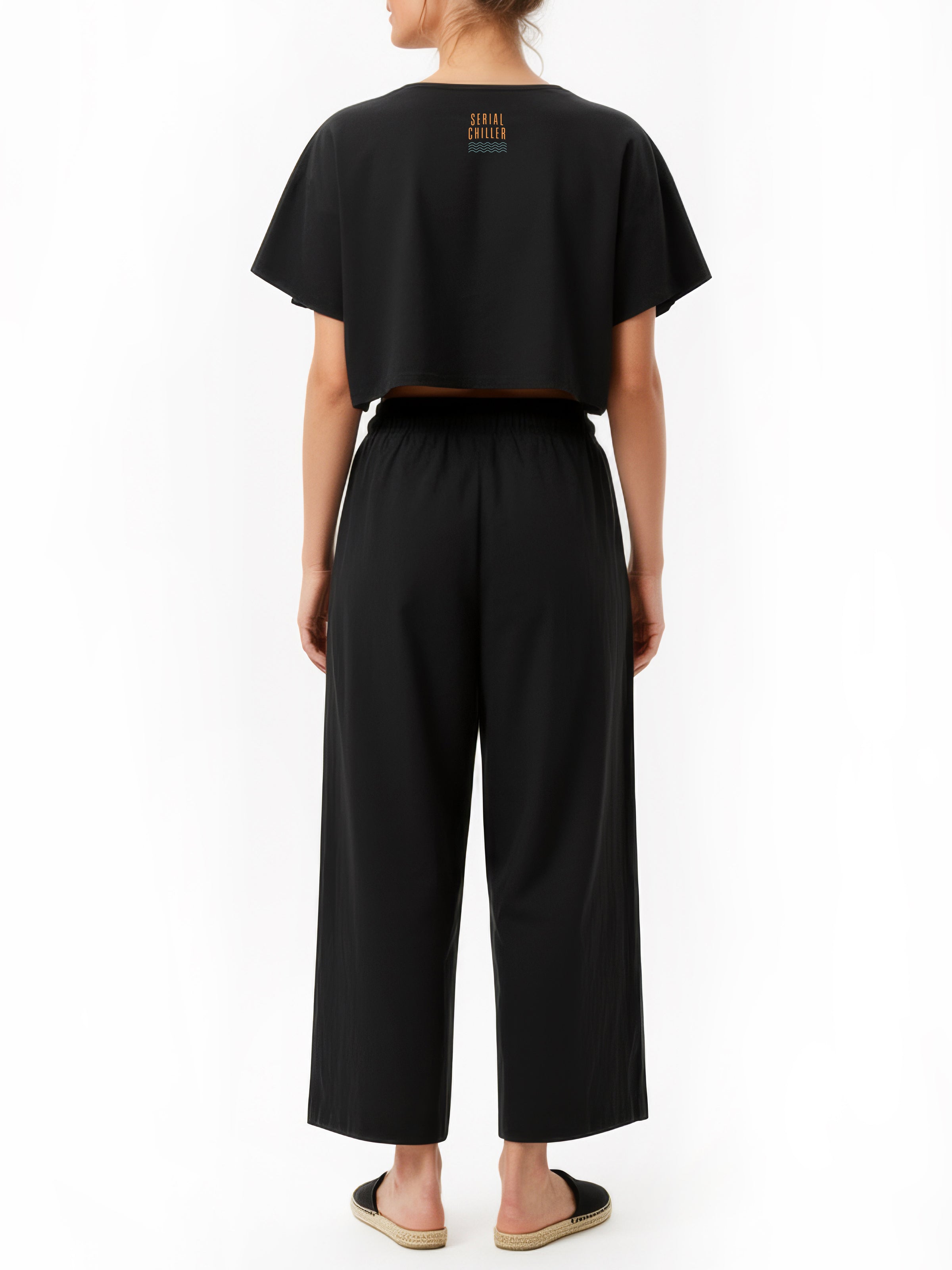 SERIAL CHILLER loose leg pants- black