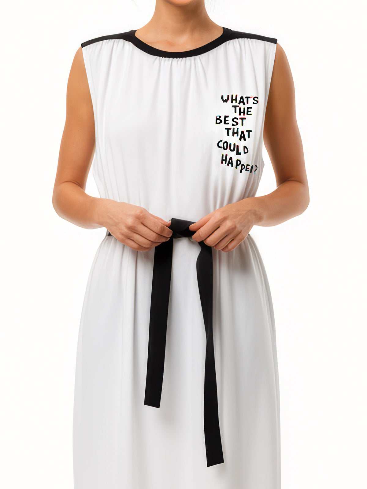 Jersey Dress With Extra Belt Rib Details And Print In Front cleogatzeli Jersey Dress With Extra Belt Rib Details And Print In Front cleogatzeli