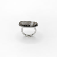 LONG PEBBLE ring - sterling silver - * unique and one of a kind *